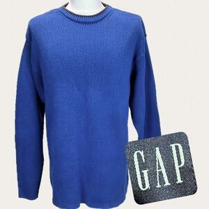 VINTAGE 90s GAP men’s chunky heavy knit sweater 100% cotton crewneck unisex XL‎